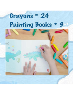 Juego de Crayones YPLUS 24 Colores y 3 Libros para Colorear 2