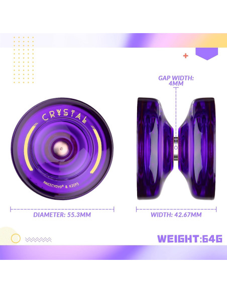 Yoyo K2 Cristal Púrpura para Niños + 12 Cuerdas y Bolsa