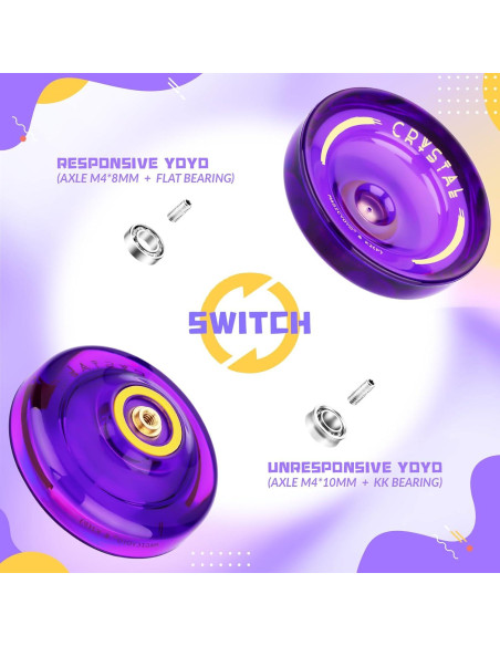 Yoyo K2 Cristal Púrpura para Niños + 12 Cuerdas y Bolsa