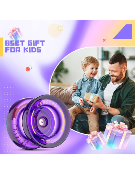 Yoyo K2 Cristal Púrpura para Niños + 12 Cuerdas y Bolsa