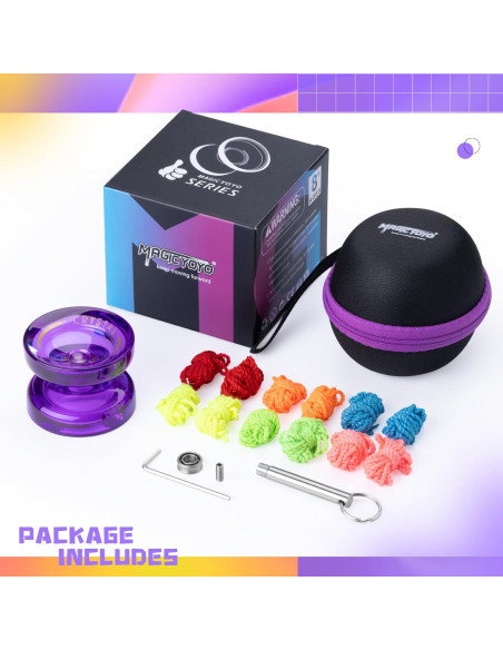Yoyo K2 Cristal Púrpura para Niños + 12 Cuerdas y Bolsa