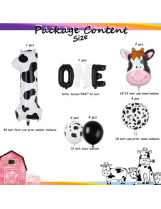 Banner Letras y Globos Vaca GGDE 40 cm Fiesta Cumpleaños 2