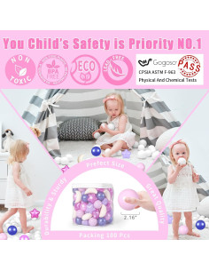 Bolas de Piscina GOGOSO 100pcs Estrellas y Lunas Rosa 2