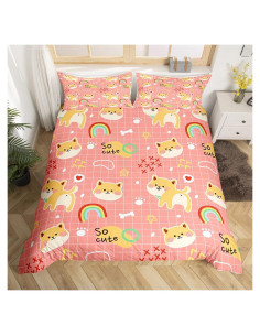 Juego de Ropa de Cama Queen Castle Fairy Corgi Kawaii