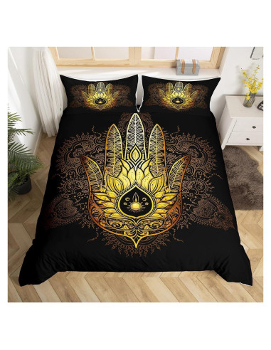 Juego de Ropa de Cama Rey Castle Fairy Mano Dorada 3 Piezas