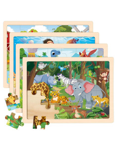 4 Rompecabezas de Madera Duchong para Niños 3 a 6 Años