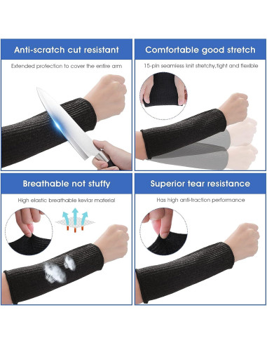 Mangas de Protección para Brazos HPPE - 2 Pares Resistentes a Cortes y Calor