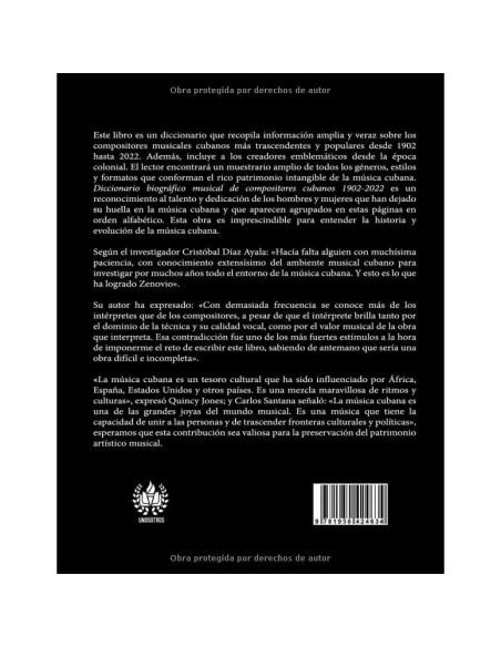 Diccionario Biográfico Musical: Compositores cubanos: 1902-2022 (Música) (Spanish Edition)