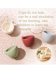 Juego de té de madera Ikubigu 12 piezas para niños 2