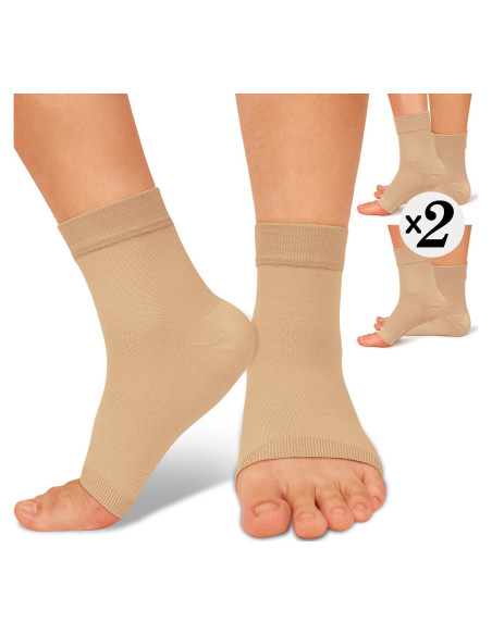 Manga de Compresión para Tobillo ACTINPUT 2 Paquete Beige S/M