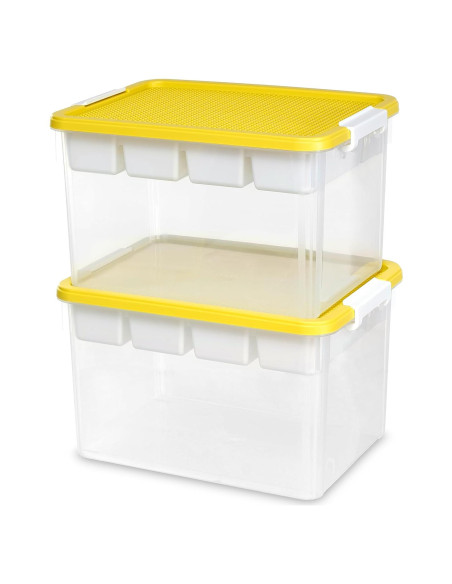 Caja de Almacenamiento Citylife 30L con Bandeja Extraíble Amarillo