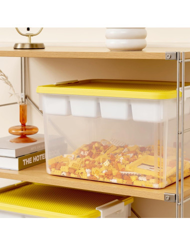 Caja de Almacenamiento Citylife 30L con Bandeja Extraíble Amarillo