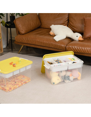 Caja de Almacenamiento Citylife 30L con Bandeja Extraíble Amarillo