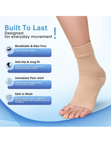 Manga de Compresión para Tobillo ACTINPUT 2 Paquete Beige S/M