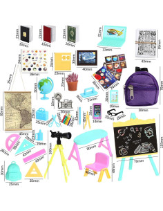 SOTOGO 50 Piezas Accesorios Escuela Casa Muñecas Miniatura 2