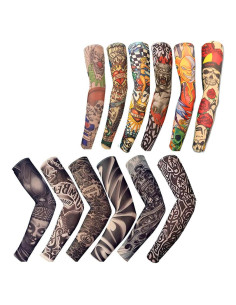 12 Mangas de Tatuaje Temporal HILLHOME Unisex Protección Solar