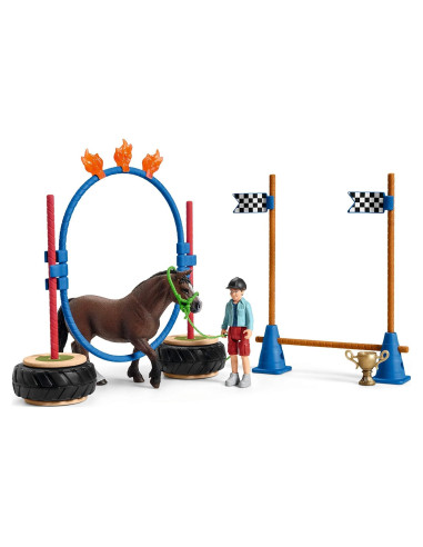 Set de Juego de Carrera de Agilidad de Pony Schleich 22 Piezas