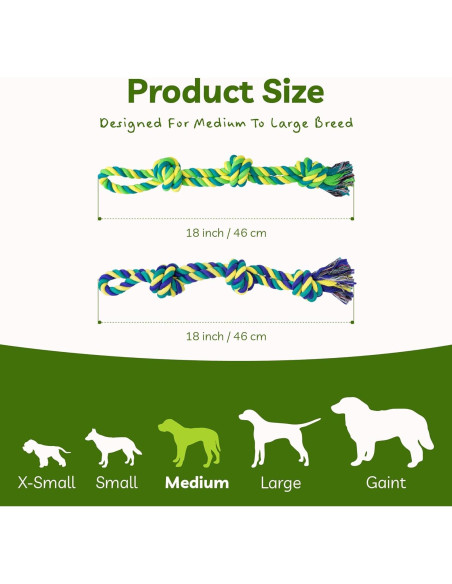 Juguete de Cuerda para Perros SHARLOVY Paquete de 2 45cm