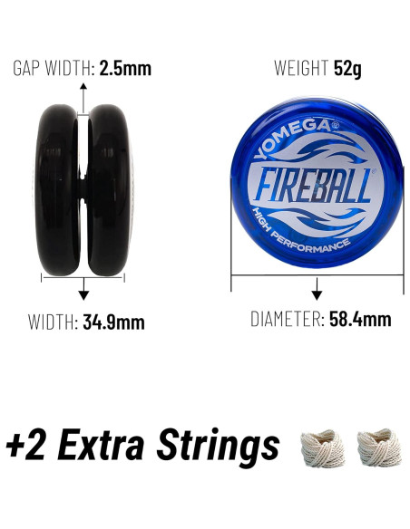 Yoyo Yomega Fireball Azul - Transaxle Alto Rendimiento