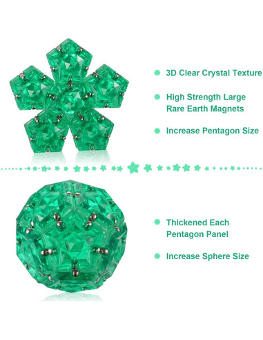 Esfera Magnética Antiestrés LAFFTRAK Verde Cristal - Set 12 Piezas