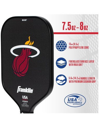 Pala de Pickleball Franklin Sports Miami Heat 13mm MaxGrit