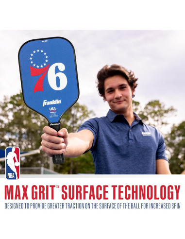 Pala de Pickleball Franklin Sports NBA 76ers 13mm MaxGrit