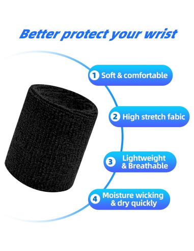 8 Muñequera Deportiva Jueerun Algodón Absorbente Unisex