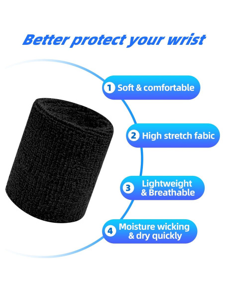 8 Muñequera Deportiva Jueerun Algodón Absorbente Unisex