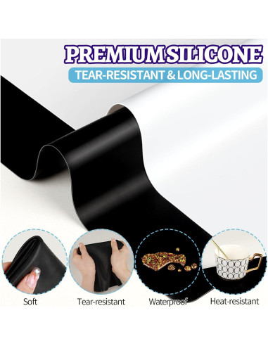 LEOBRO 2 Tapetes de Silicona 40x29.7cm Negro y Blanco