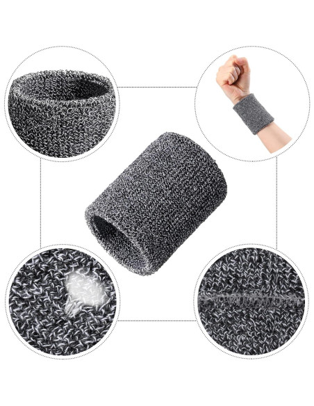 Bememo Paquete de 12 Muñequera Deportiva Absorbente 8cm