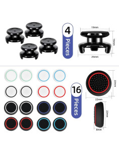 Agarres de Pulgar PS5/PS4 Gepicest 2T-B1 - 2 Pares Altura 9.9mm 2