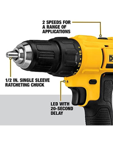 Taladro Inalámbrico DEWALT 20V Compacto con 21 Brocas