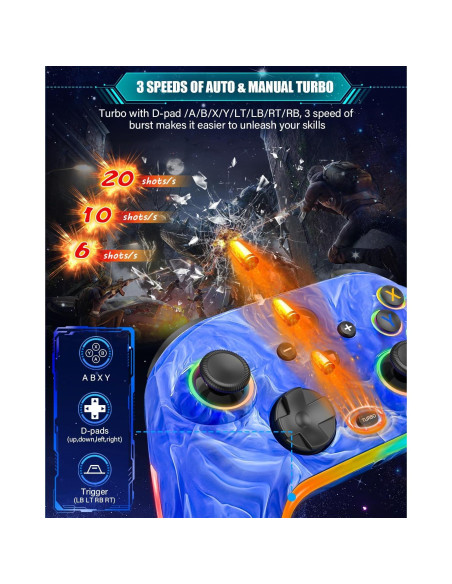 Controlador Inalámbrico KINGLINE para Nintendo Switch - 1200mAh, RGB