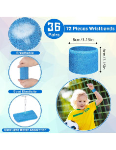 Muñequera de Toalla Leyndo 72 Pcs Algodón Azul Real 2