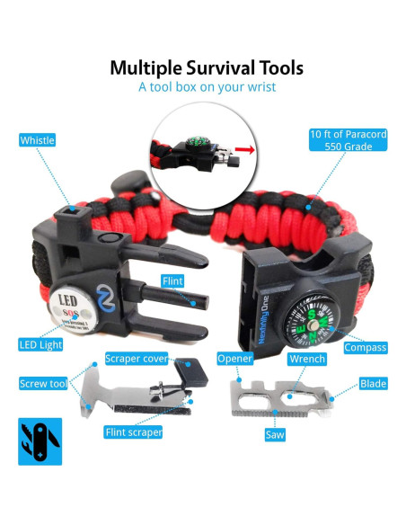 Pulsera de Supervivencia Nexfinity One con Luz LED y Multiherramientas - Set de 2