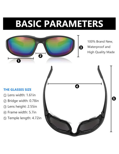 3 Pares de Gafas de Motocicleta Modi Fly UV400 Acolchadas