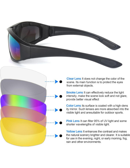 3 Pares de Gafas de Motocicleta Modi Fly UV400 Acolchadas