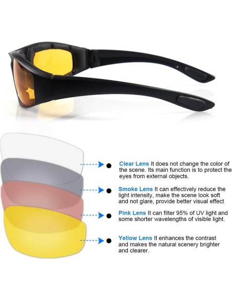Gafas de Motocicleta Modi Fly UV400 3 Pares Acolchadas