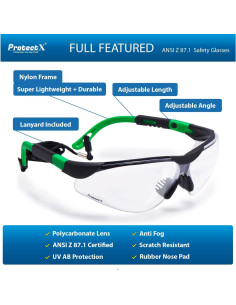 Gafas de Seguridad ProtectX Classic, Lentes Antivaho y UV 2