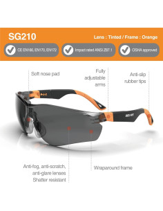 Gafas de Seguridad DEX FIT SG210 Antivaho UV400 Ajustables 2