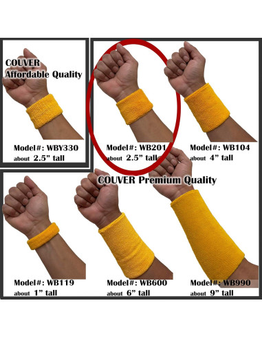Banda de Sudor para Muñeca COUVER - Algodón Absorbente (1 par)