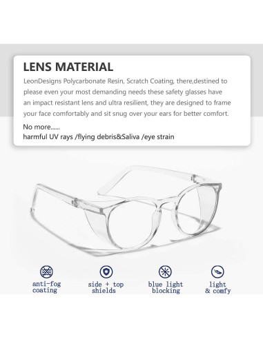 Gafas de Seguridad LeonDesigns Antivaho UV400 Transparentes