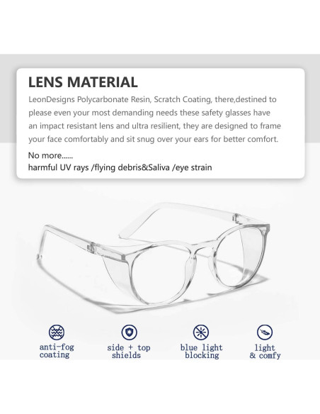 Gafas de Seguridad LeonDesigns Antivaho UV400 Transparentes
