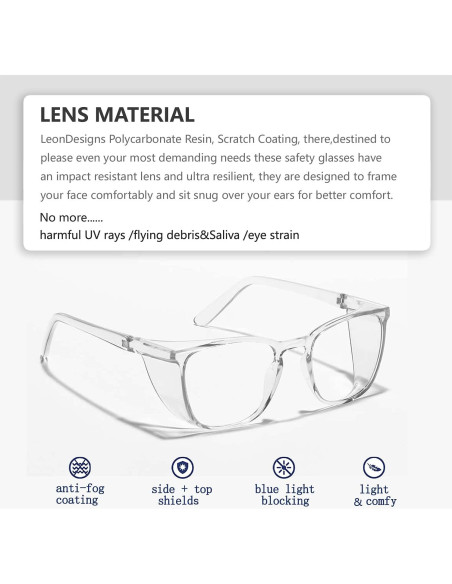Gafas de Seguridad LeonDesigns Antivaho UV400 Unisex