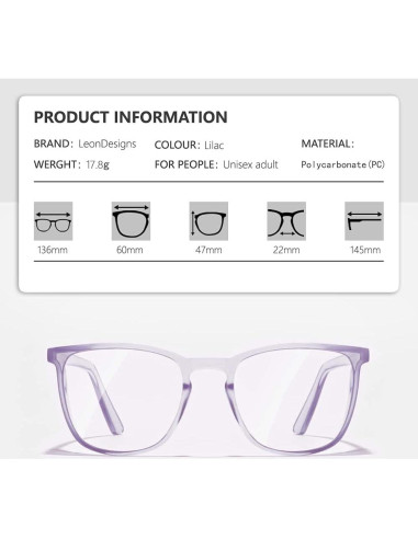 Gafas de seguridad LeonDesigns lila cuadrado antiempañantes