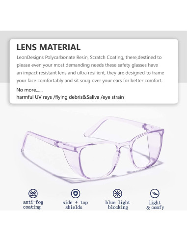 Gafas de seguridad LeonDesigns lila cuadrado antiempañantes