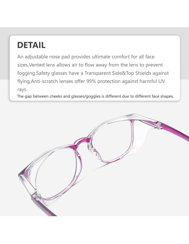 Gafas de Seguridad LeonDesigns Antivaho UV Bloqueo Luz Azul