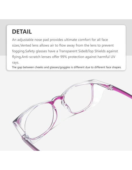 Gafas de Seguridad LeonDesigns Antivaho UV Bloqueo Luz Azul