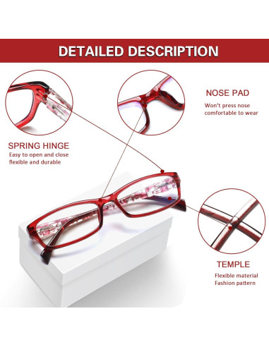 Gafas de lectura Kerecsen para mujeres 6 Pack con filtro UV