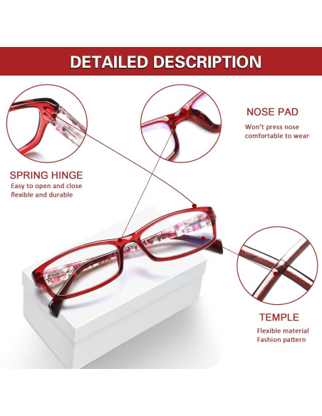 Gafas de lectura Kerecsen para mujeres 6 Pack con filtro UV